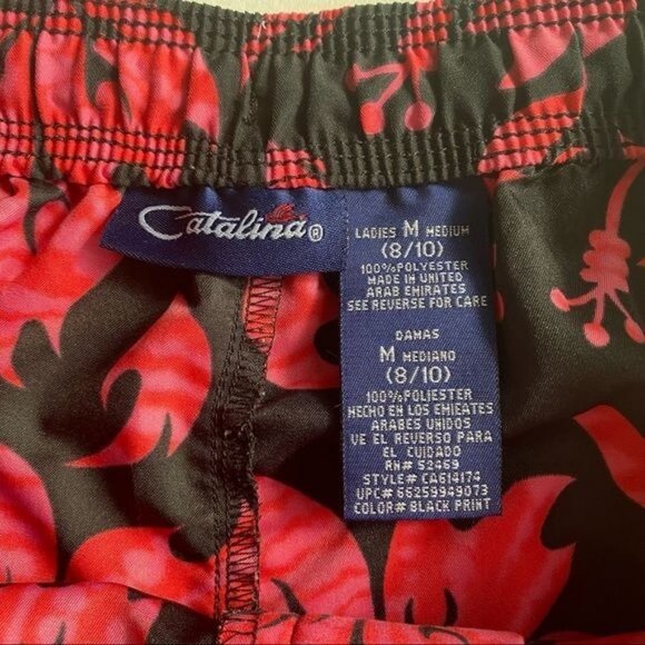 Catalina Black and Pink Floral Hawaiian Style Shorts Size M - Picture 2 of 11